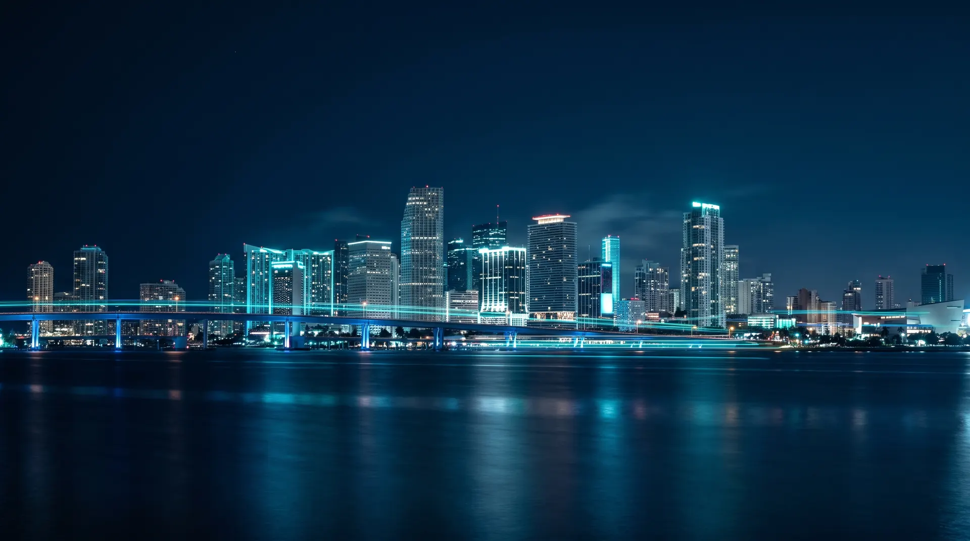 Skyline de Miami al anochecer